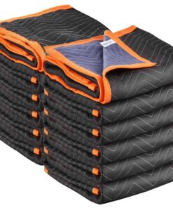 VEVOR 12 Heavy-Duty Moving Blankets 1829x1016 mm with Cotton Filling – Reusable Packing Pads for Furniture Protection & Shipping