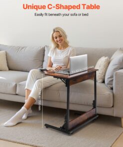 60x37x70cm Sofa End Table with Metal Frame & Adjustable Feet