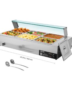 VEVOR 1500W Electric Commercial Food Warmer with Glass Cover
