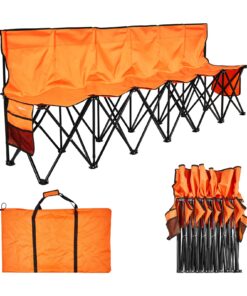 VEVOR 6-Seat Portable Folding Bench with Backrest & Side Pockets