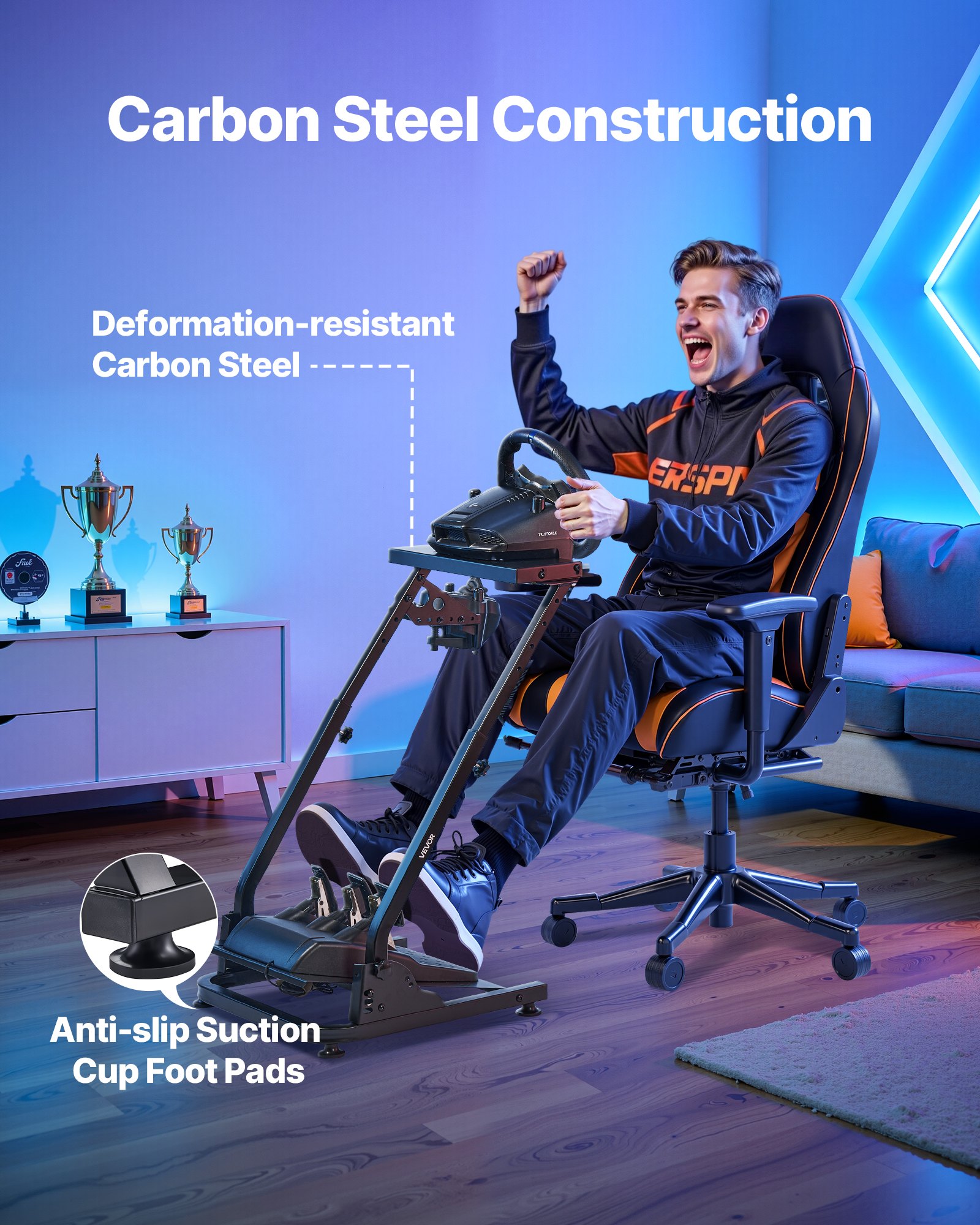 MGGZ3GZ9racingwheelstandf2  VEVOR Instrumenti un Citi Darbarīki | Pieejami Uzticami Mājas uzlabošanai Fanatec  Sturdy Sim Cockpit