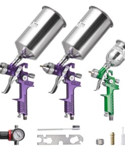 VEVOR 3-Piece Gravity Feed Spray Gun Kit – 1.0/1.4/1.8mm Nozzles