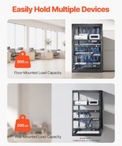 4-Post Wall/Floor Server Rack with Vented Shelves & Mounting Kit