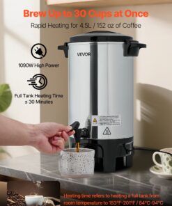 30-Cup Hot Beverage Dispenser with Dripless Faucet & Auto Temp Control for Catering & Events