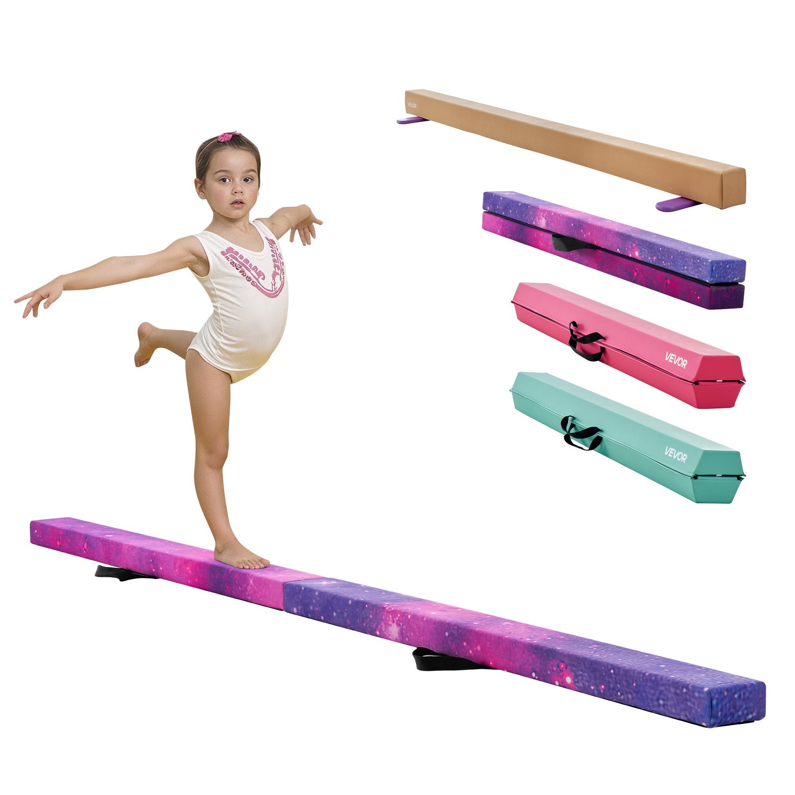 MGJ48NO1balancebeamm10012 VEVORshoplv VEVOR 238cm Folding Gymnastics Balance Beam for Kids