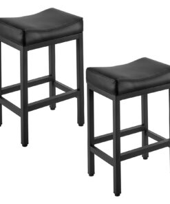 VEVOR Set of 2 Black PU Leather Bar Stools 62cm