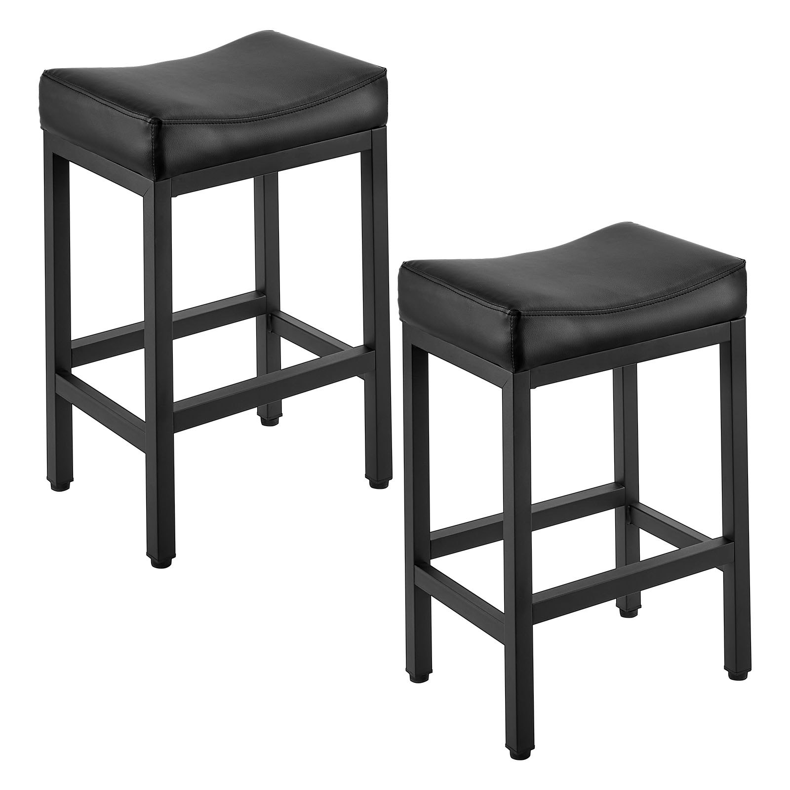 MGJAQ3WJbarstoolssetm10012 VEVORshoplv VEVOR Set of 2 Black PU Leather Bar Stools 62cm
