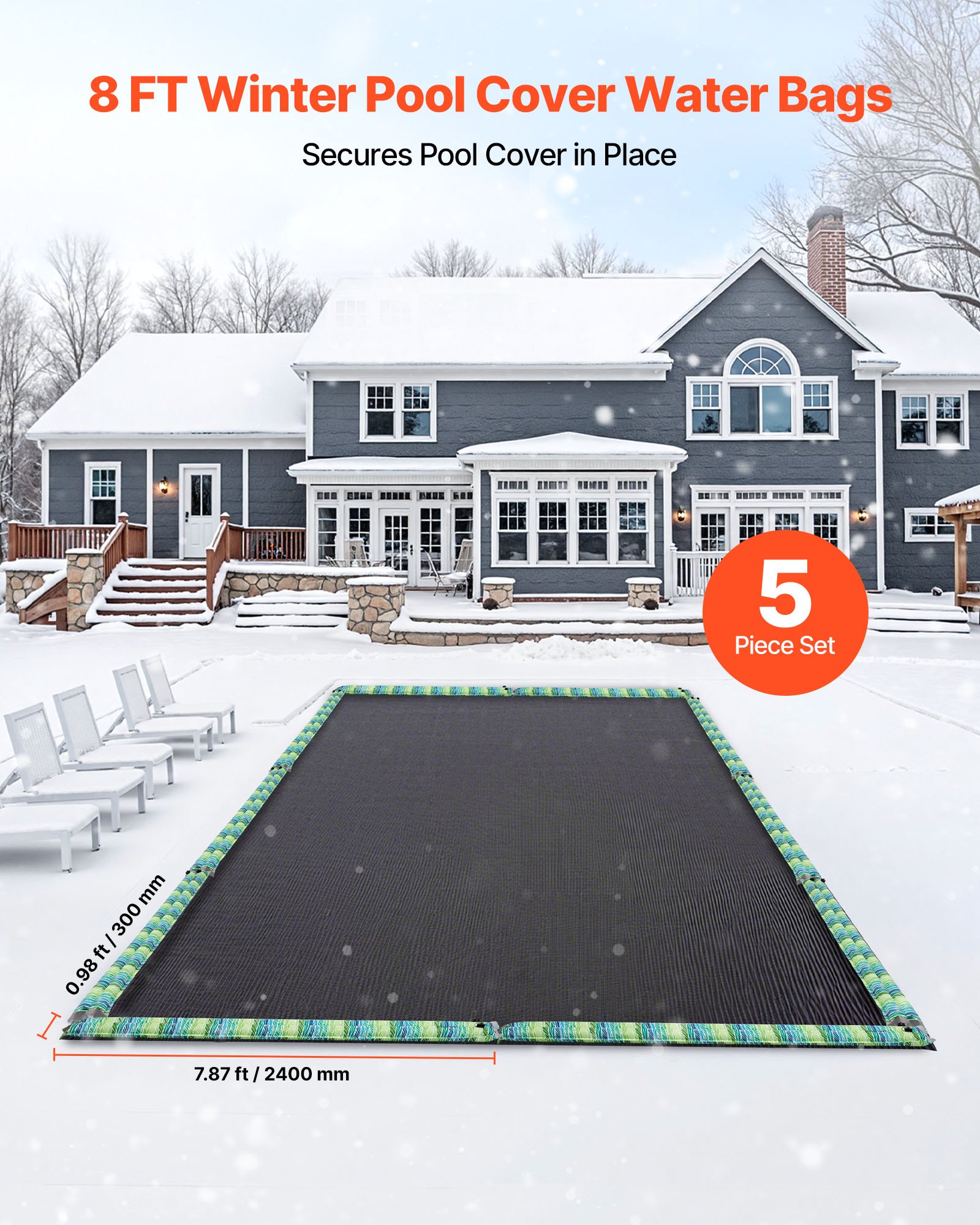 MGJAQDY2poolcoverwatertubef1  VEVOR Instrumenti un Citi Darbarīki | Pieejami Uzticami Mājas uzlabošanai 5 Pack Double Chamber PVC Tubes with Reflective Strips  Leakproof Caps