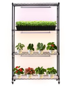 VEVOR 150 cm 4-Tier Indoor Plant Stand with 90W Full-Spectrum Grow Lights