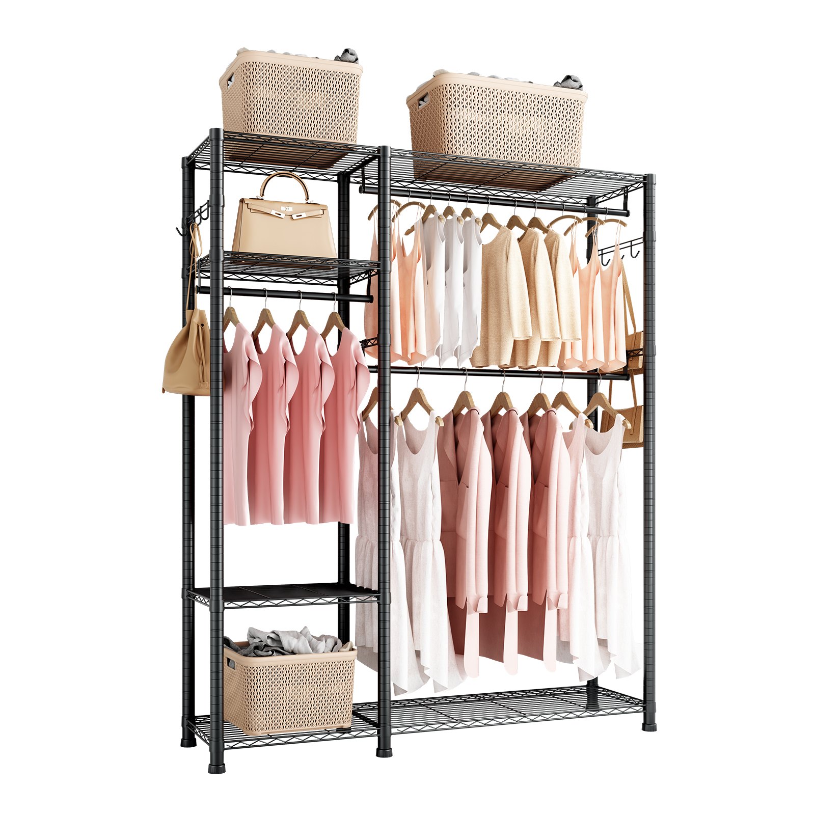 MGJV3D4Fgarmentrackm10012  VEVOR Instrumenti un Citi Darbarīki | Pieejami Uzticami Mājas uzlabošanai VEVOR Heavy Duty Clothes Rack with 6 Adjustable Shelves