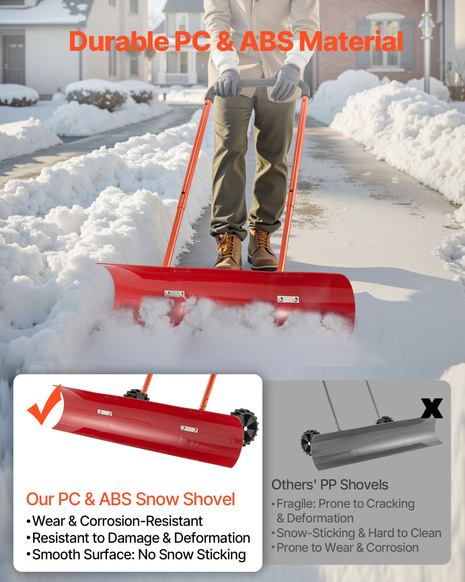 MGJV4O24snowpushershovelf2  VEVOR Instrumenti un Citi Darbarīki | Pieejami Uzticami Mājas uzlabošanai Heavy Duty Plastic Snow Removal Tool