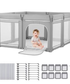 VEVOR Extra Large 200x178cm Baby Playpen – Foldable Indoor/Outdoor Safety Fence with Zipper Door & Breathable Mesh for Toddlers