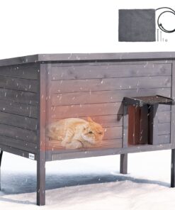 VEVOR Heated Outdoor Wooden Cat House with Heating Pad
