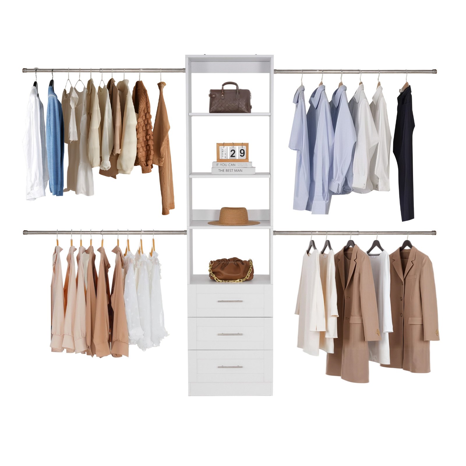 MGKRAUEKwoodclosetsystemm10012  VEVOR Instrumenti un Citi Darbarīki | Pieejami Uzticami Mājas uzlabošanai VEVOR Freestanding Closet Organizer with 3 Drawers