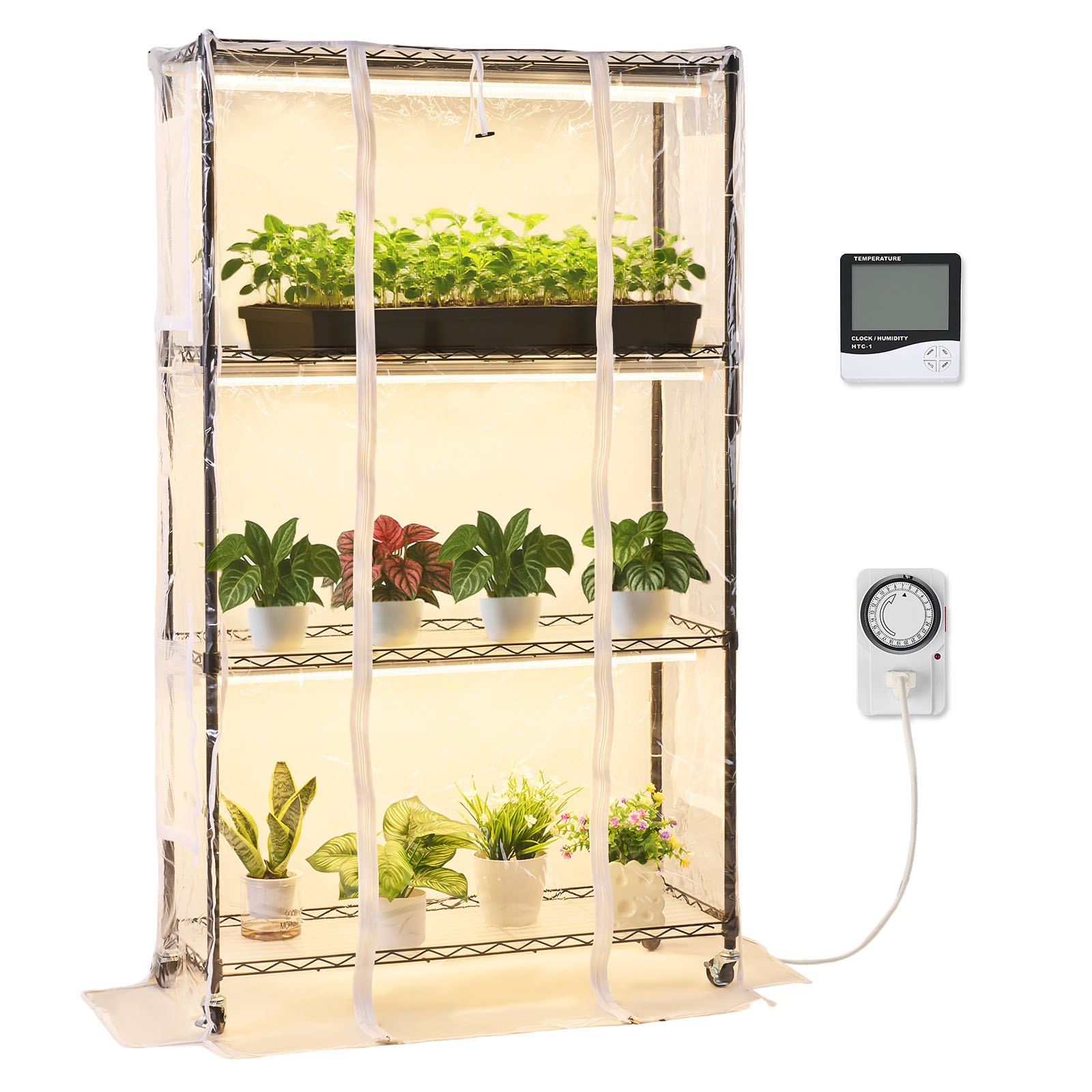 MGKRDEH2plantshelfwithgrowlightm10012  VEVOR Instrumenti un Citi Darbarīki | Pieejami Uzticami Mājas uzlabošanai VEVOR 150cm Indoor Greenhouse with 180W LED Grow Lights