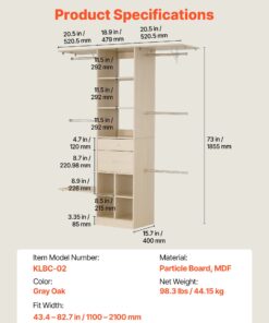 Adjustable Wooden Organizer with 5 Hanger Rods