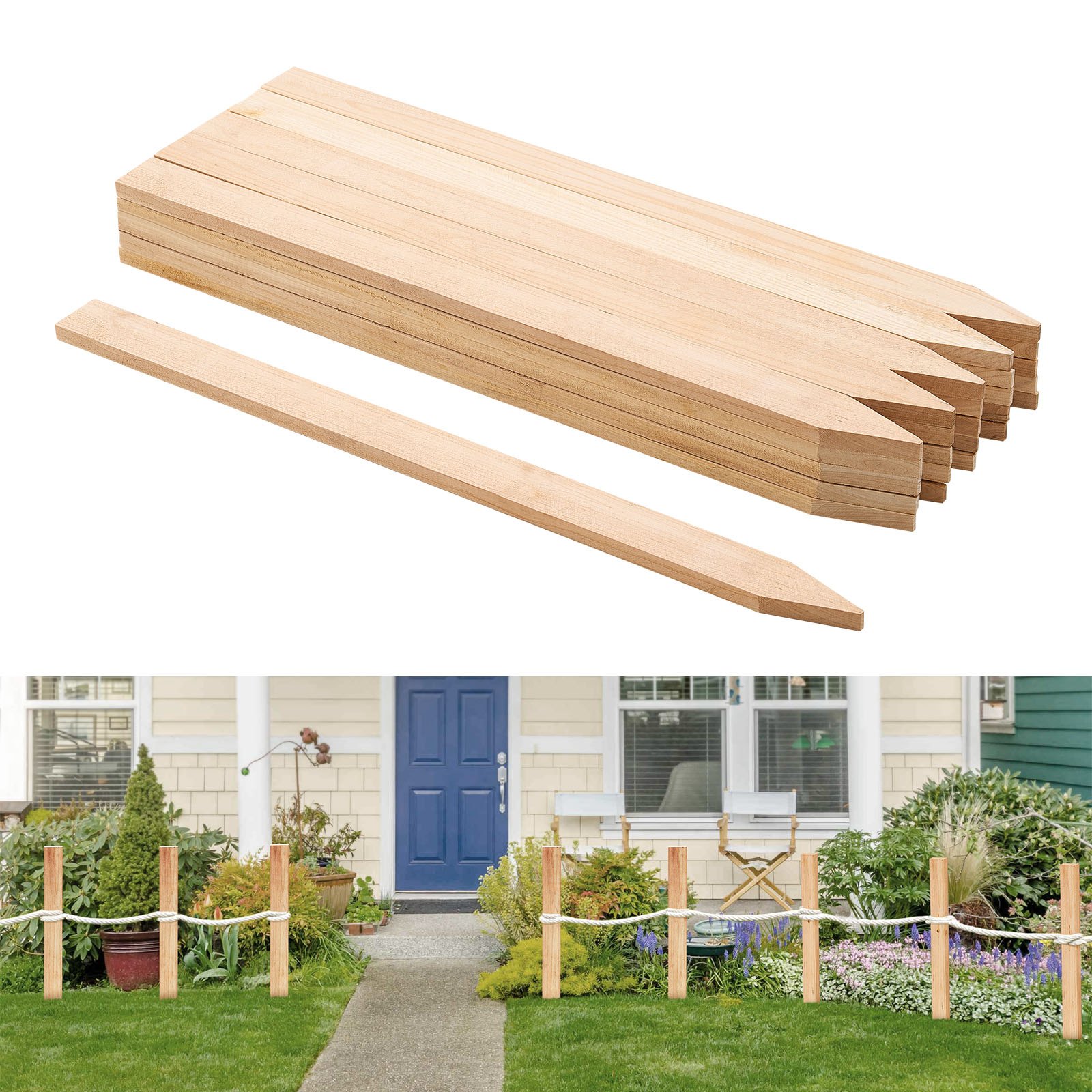 MGL9IDB8siltfencem10012  VEVOR Instrumenti un Citi Darbarīki | Pieejami Uzticami Mājas uzlabošanai VEVOR 25 Wooden Garden Stakes 127×381×6096mm  Fir Wood Plant Supports with Sharp Point for Fencing