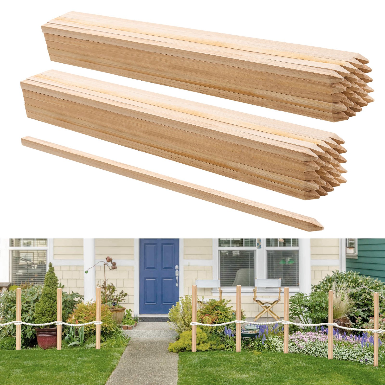 MGL9IPBXsiltfencem10012  VEVOR Instrumenti un Citi Darbarīki | Pieejami Uzticami Mājas uzlabošanai VEVOR Wooden Garden Stakes 50 pcs