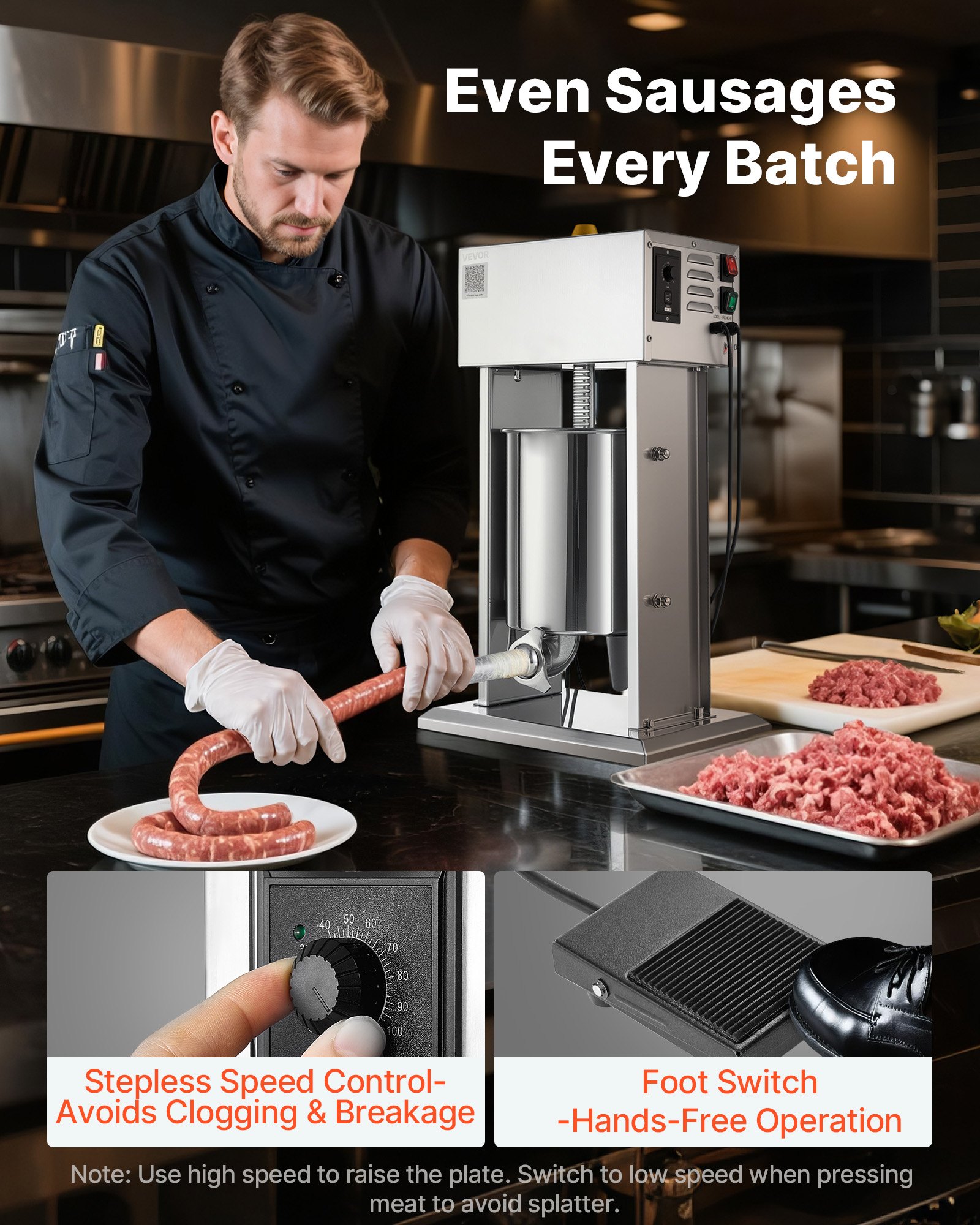 MGO4EMMKsausagestufferf1  VEVOR Instrumenti un Citi Darbarīki | Pieejami Uzticami Mājas uzlabošanai Stainless Steel Meat Filler with 4 Tubes