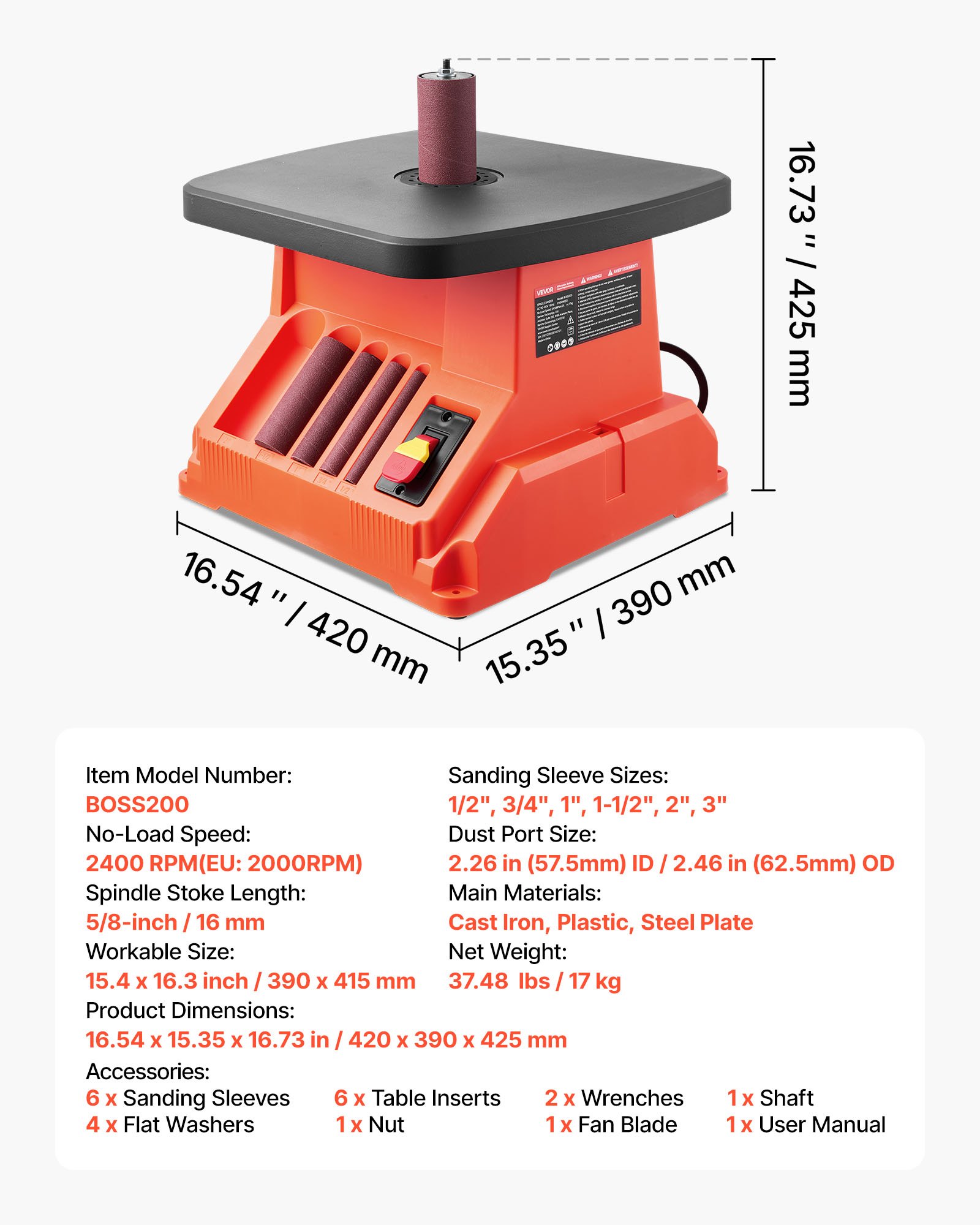MGP0JRHUspindlesanderf6  VEVOR Instrumenti un Citi Darbarīki | Pieejami Uzticami Mājas uzlabošanai