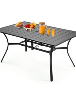 VEVOR 150cm Outdoor Steel Patio Dining Table for 4–6