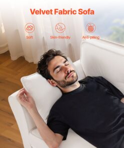 2-Seater White Couch with Cushions & Sturdy Frame for Living Room