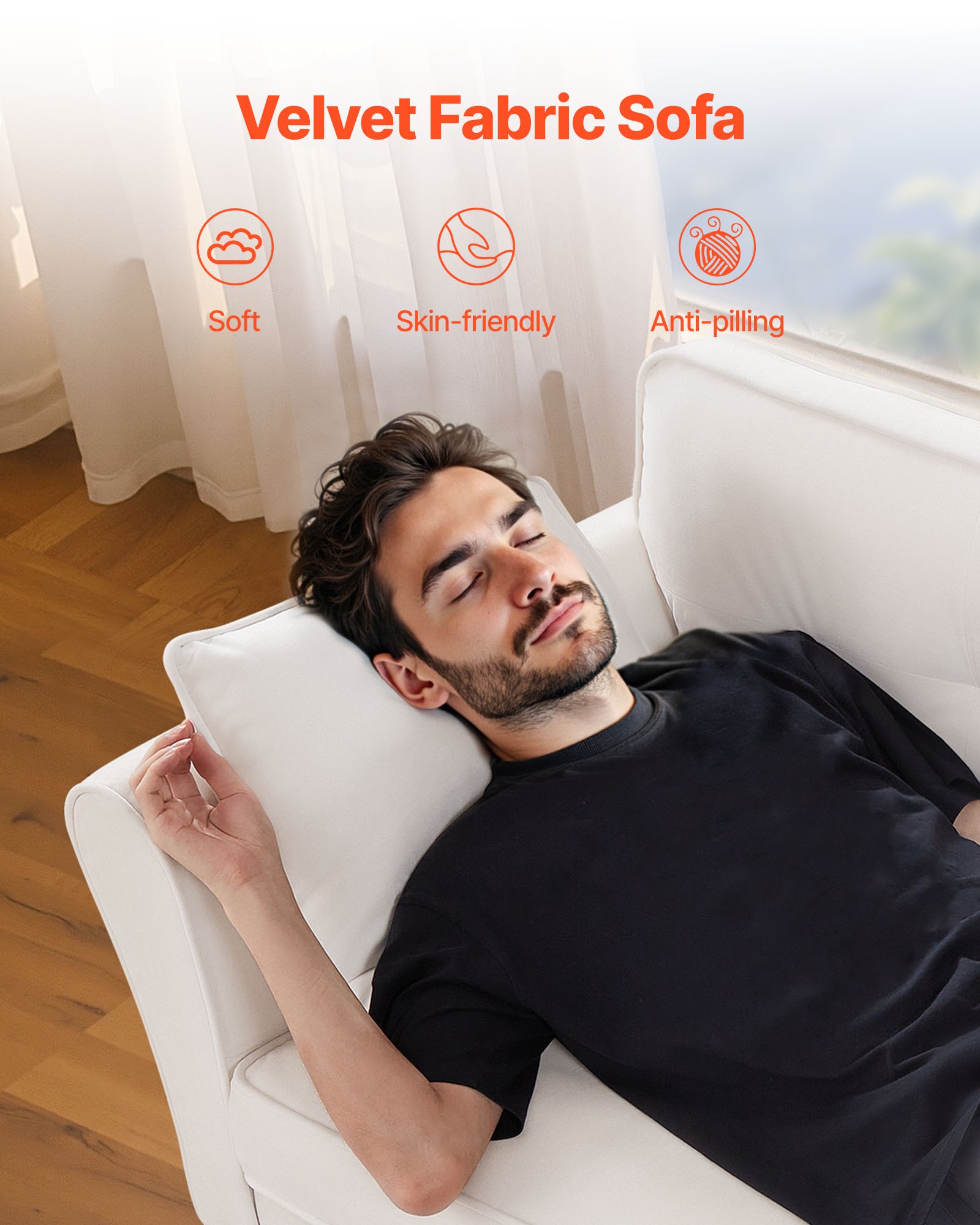 MGQ240DGsofaf1  VEVOR Instrumenti un Citi Darbarīki | Pieejami Uzticami Mājas uzlabošanai 2 Seater White Couch with Cushions  Sturdy Frame for Living Room