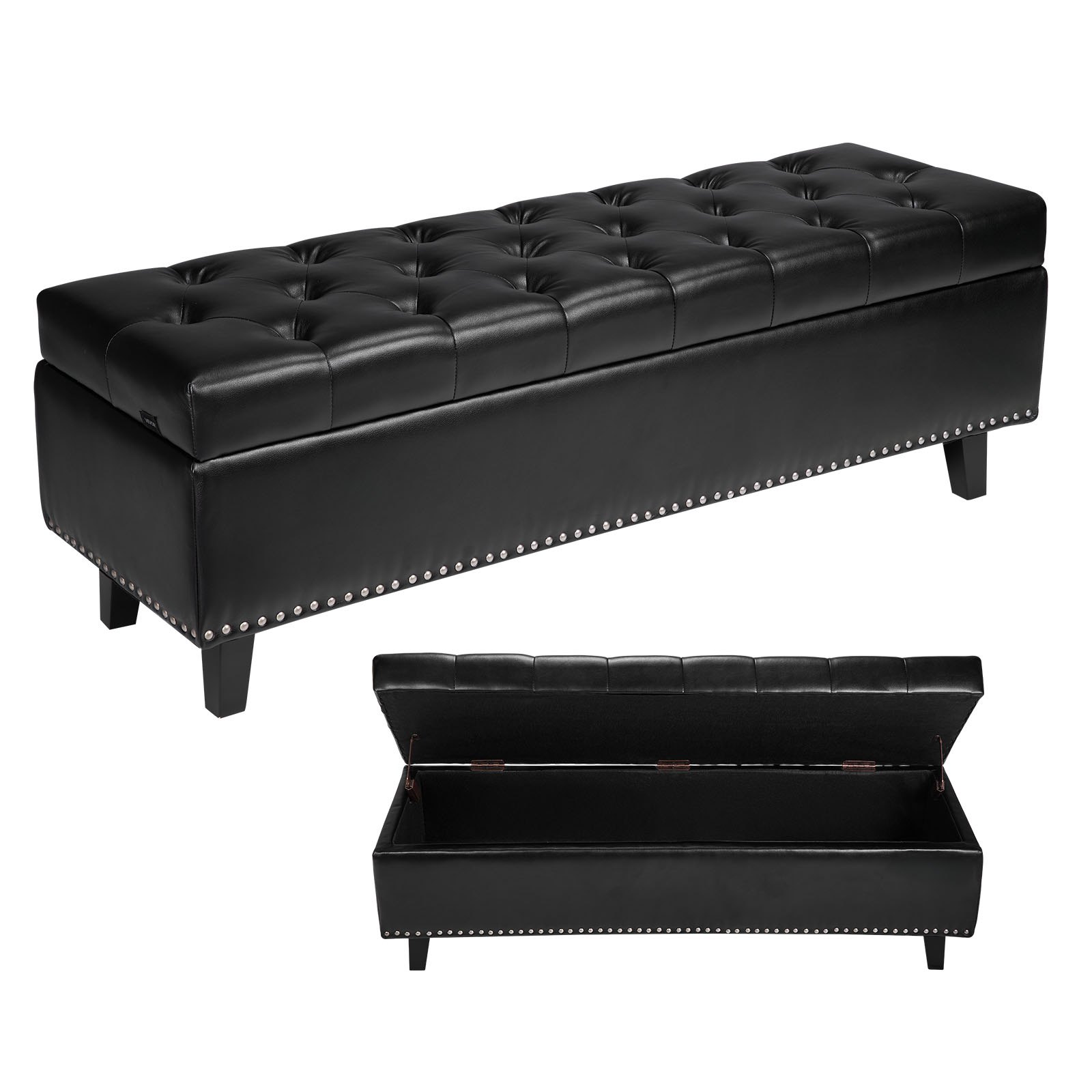 MGQ246B8leatherbedroombenchesm10012  VEVOR Instrumenti un Citi Darbarīki | Pieejami Uzticami Mājas uzlabošanai VEVOR Black PU Leather Storage Ottoman Bench with Hidden Compartment