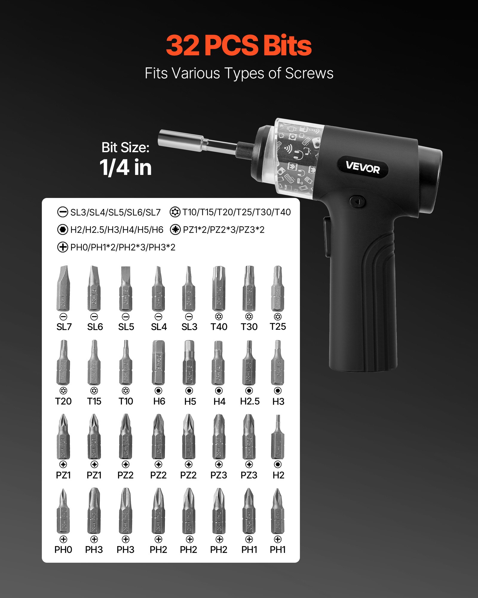 MGS1YN8Belectricscrewdriverf3  VEVOR Instrumenti un Citi Darbarīki | Pieejami Uzticami Mājas uzlabošanai 2500mAh