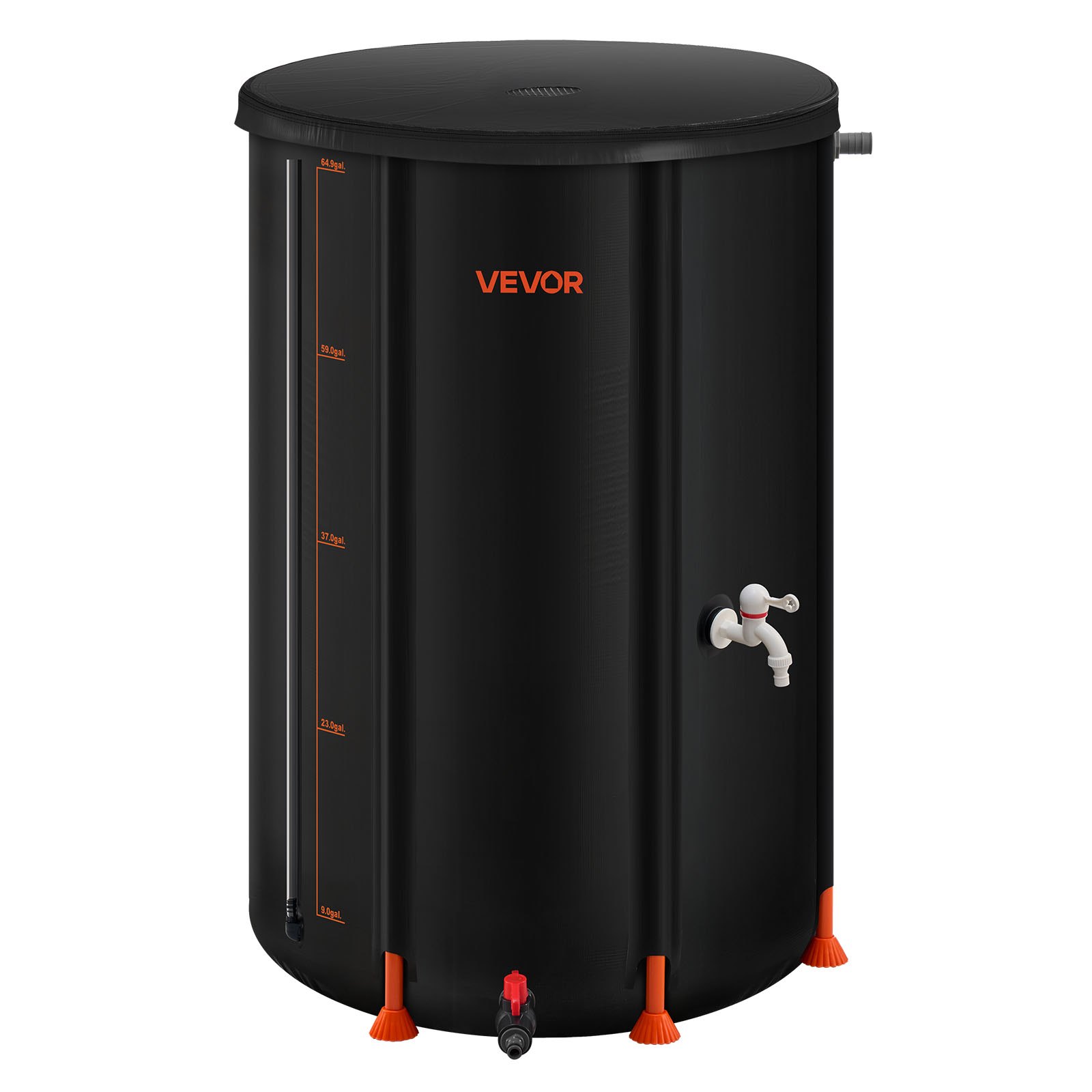 MGTXIX7Ccollapsiblerainbarrelm10012 VEVORshoplv VEVOR 250L Collapsible Rain Barrel with Spigot Overflow Kit