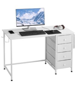 VEVOR 120 cm Reversible Computer Desk with 4 Fabric Drawers