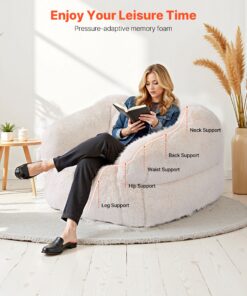 Beige Sofa Chair with Plush Cover & High-Density Foam for Living Room or Bedroom