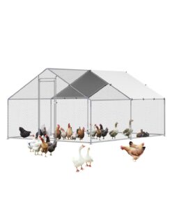 VEVOR Large Metal Chicken Coop 3x4x2 m with Cover & Lock