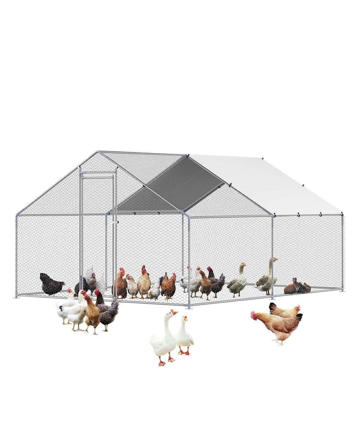 MH2XYG5Hchickencoopm10012 VEVORshoplv VEVOR Large Metal Chicken Coop 3x4x2 m with Cover Lock