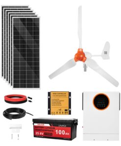 VEVOR 1000W 24V Hybrid Solar Wind Power Kit with 600W Panels
