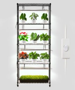 VEVOR 180cm DIY Indoor Plant Stand with Wheels & 192W Full-Spectrum Grow Lights