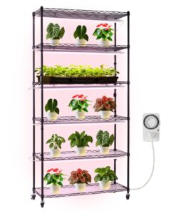 VEVOR 180cm 6-Tier Indoor Plant Shelf with 150W Full Spectrum Grow Lights