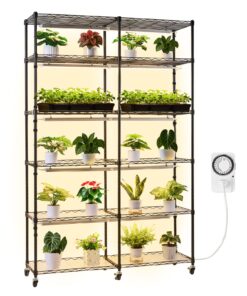 VEVOR 180cm 6-Tier Double-Row Indoor Plant Shelf with 200W Grow Lights