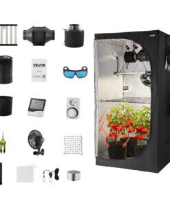 VEVOR 100x100x200 cm Indoor Grow Tent Kit with Full Spectrum LED Light