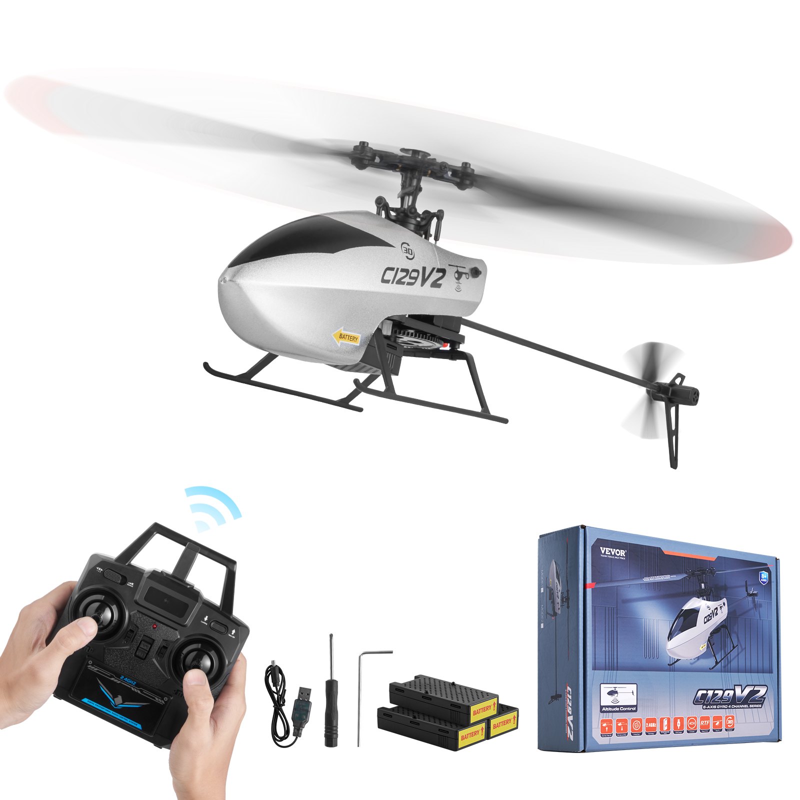MH84GS6Grchelicopterm10012 VEVORshoplv VEVOR 24GHz RC Helicopter with Gyro