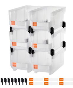 VEVOR 6-Pack Transparent Stackable Plastic Storage Bins 37.7x21.5x18 cm for Closet
