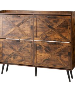 VEVOR Brown Farmhouse Shoe Cabinet with 4 Flip Drawers