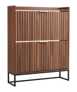 VEVOR Walnut Shoe Cabinet with 2 Flip Drawers