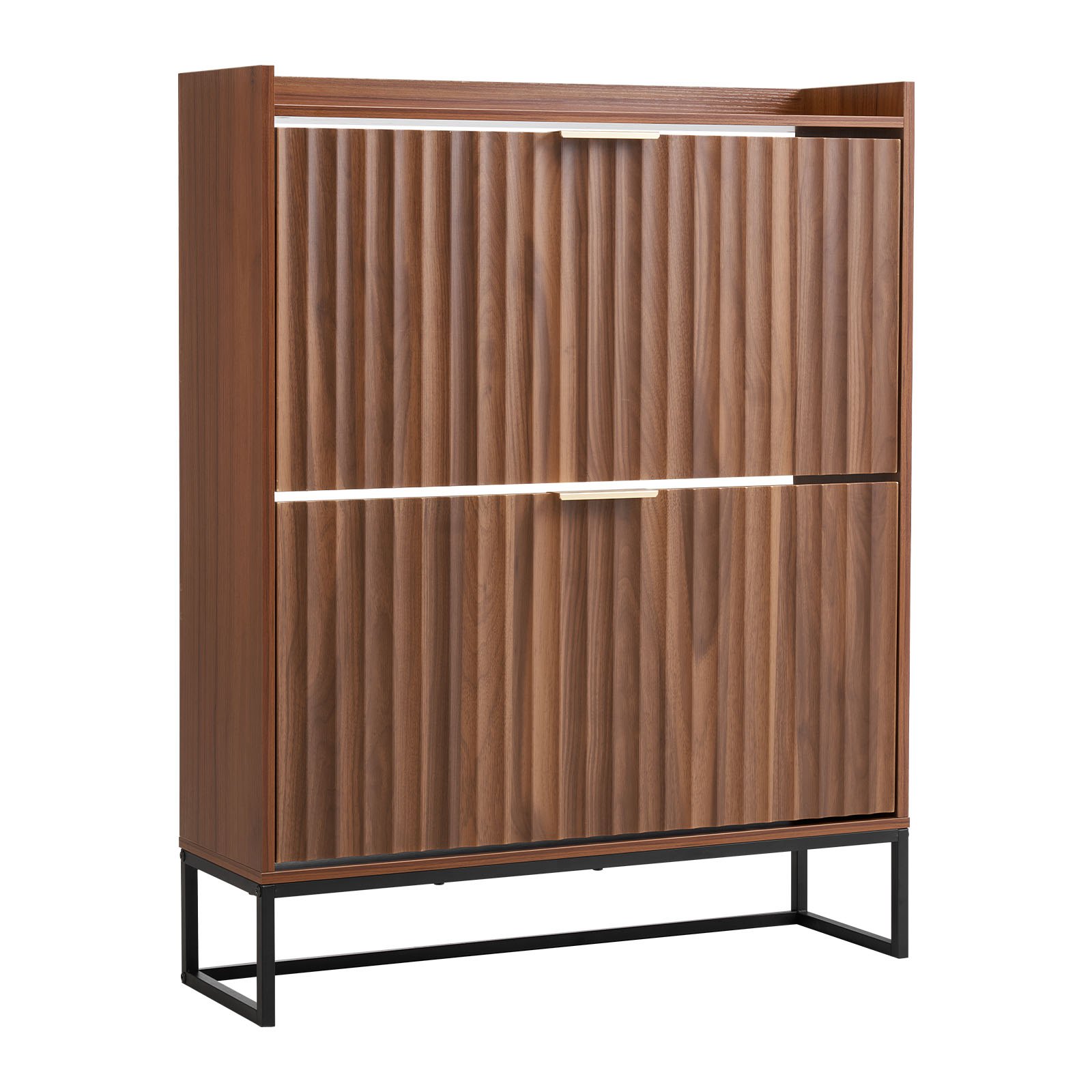 MHA4DH0Bshoestoragecabinetm10012 VEVORshoplv VEVOR Walnut Shoe Cabinet with 2 Flip Drawers