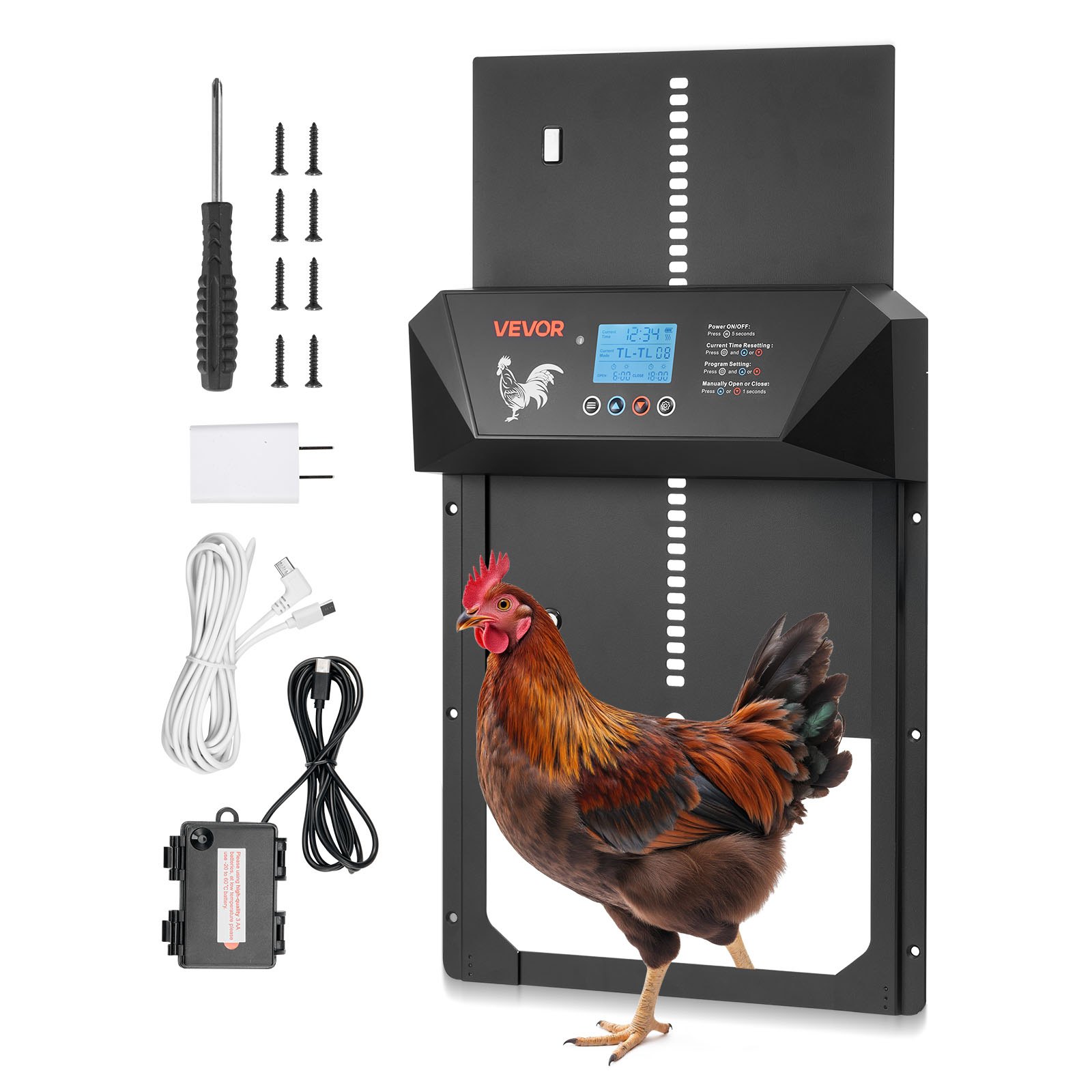MHA4EDZPchickencoopdooropenerm10012 VEVORshoplv VEVOR Automatic Chicken Coop Door with Timer