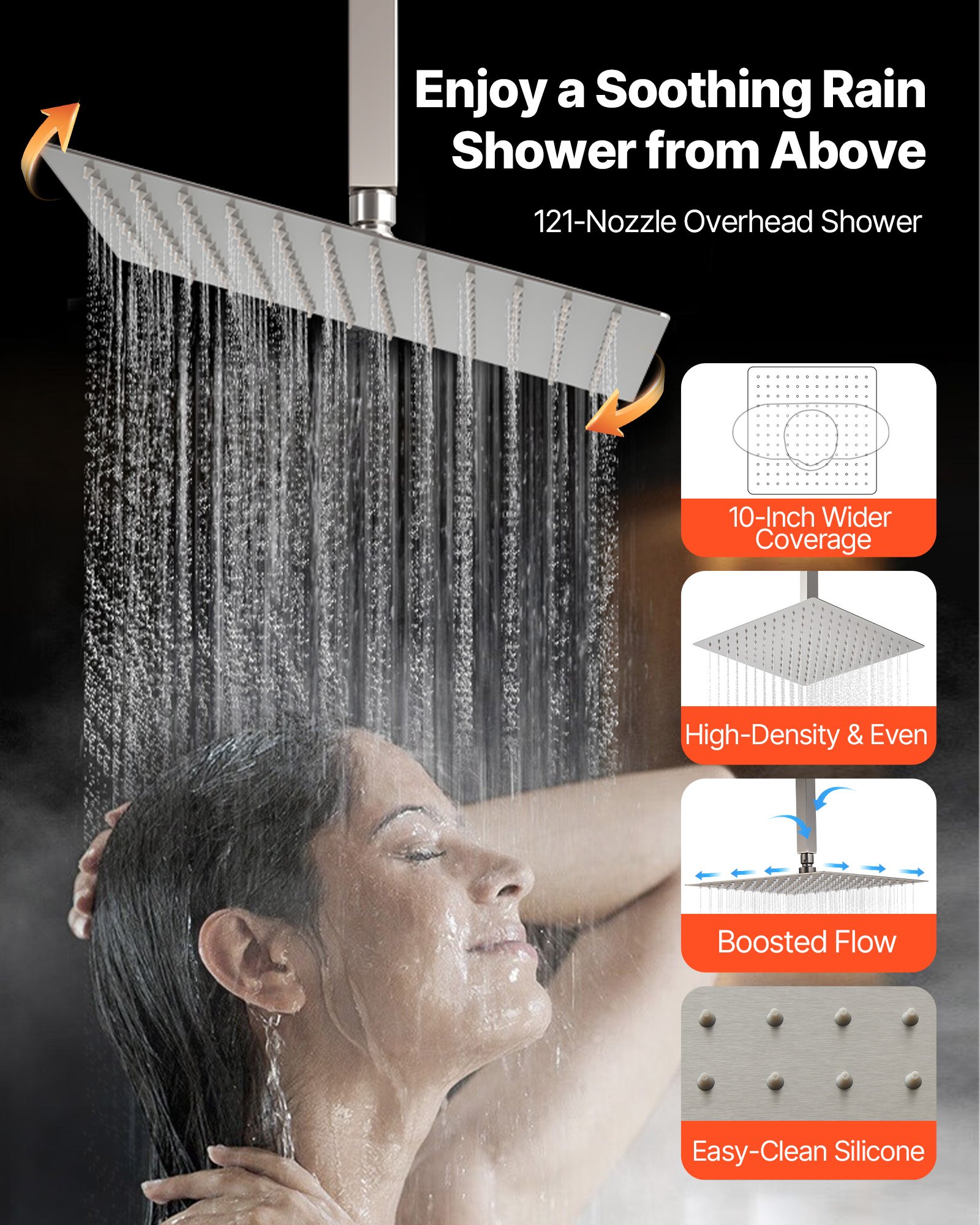MHA4FDUNshowersystemf3 VEVORshoplv Brushed Nickel Finish