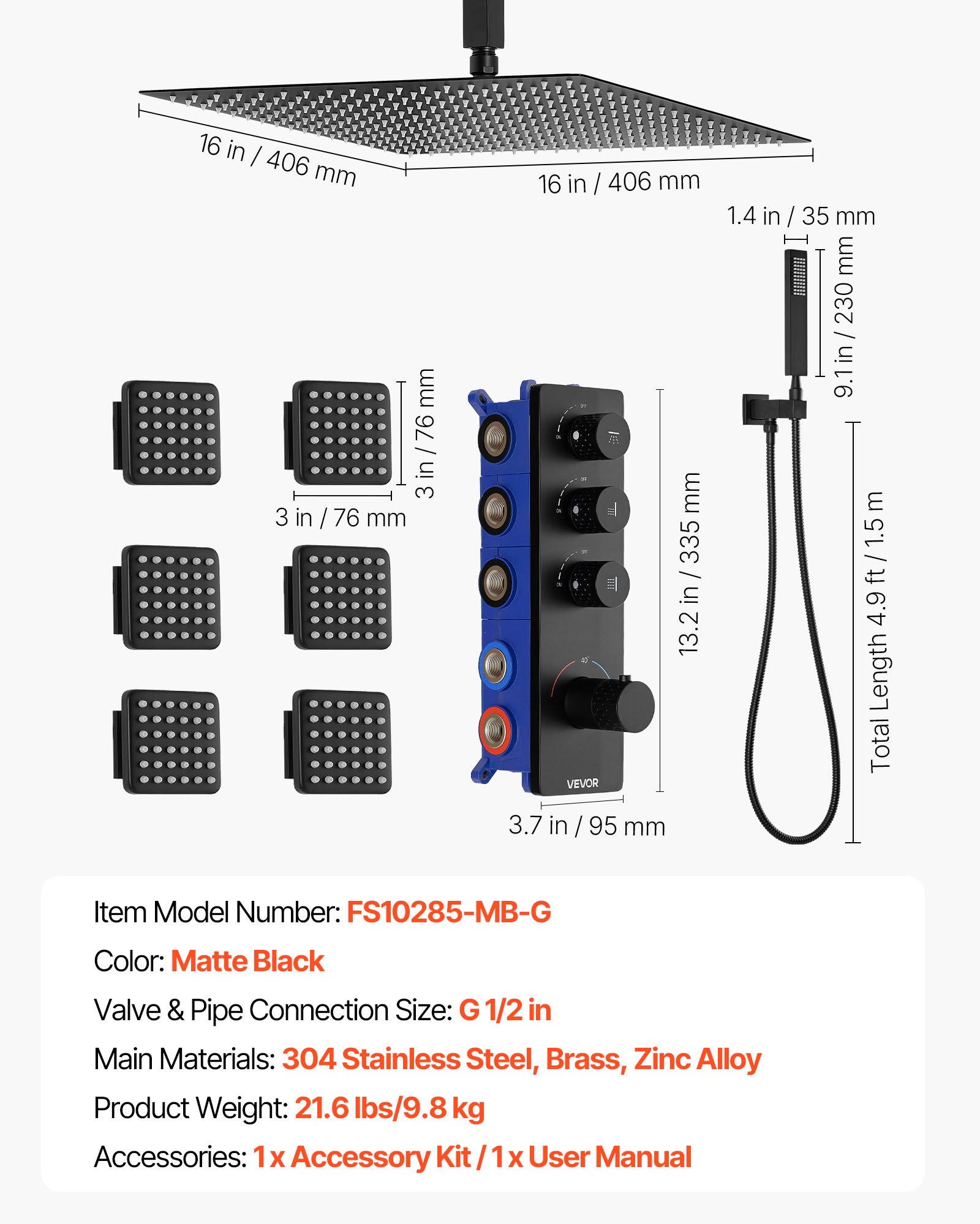 MHAG3PGSshowersystemf6 VEVORshoplv