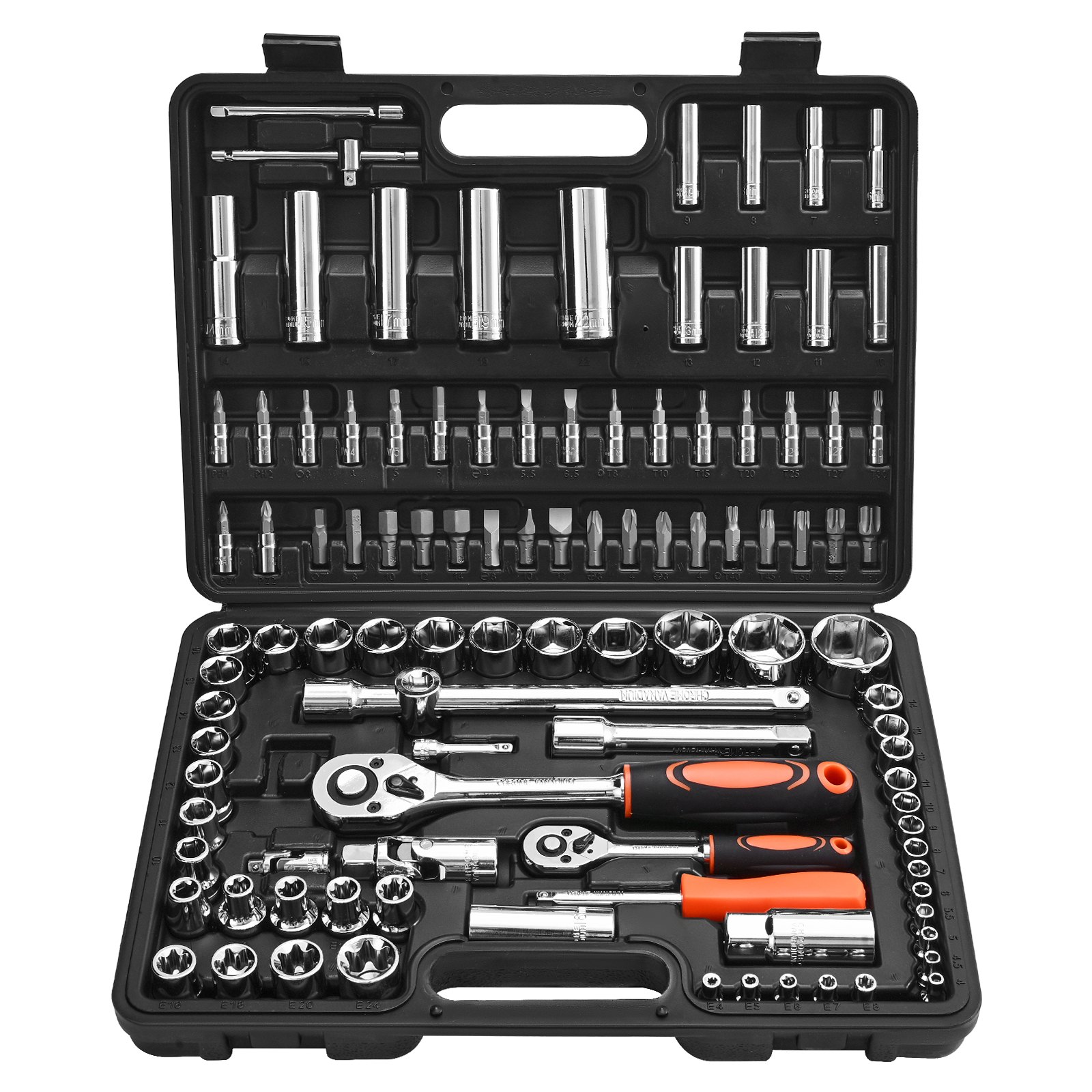 MHBVMPIJsocketsetm10012 VEVORshoplv VEVOR 108 Piece CR V Metric Socket Ratchet Set