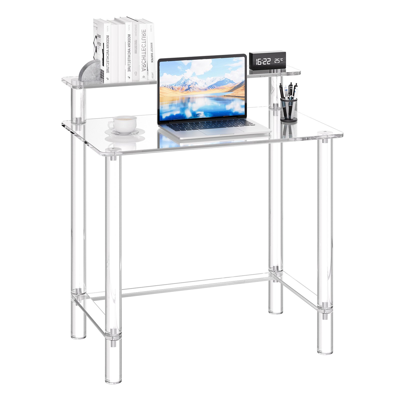 MHBVNGT6acrylictablem10012 VEVORshoplv VEVOR Clear Acrylic Desk with Monitor Stand