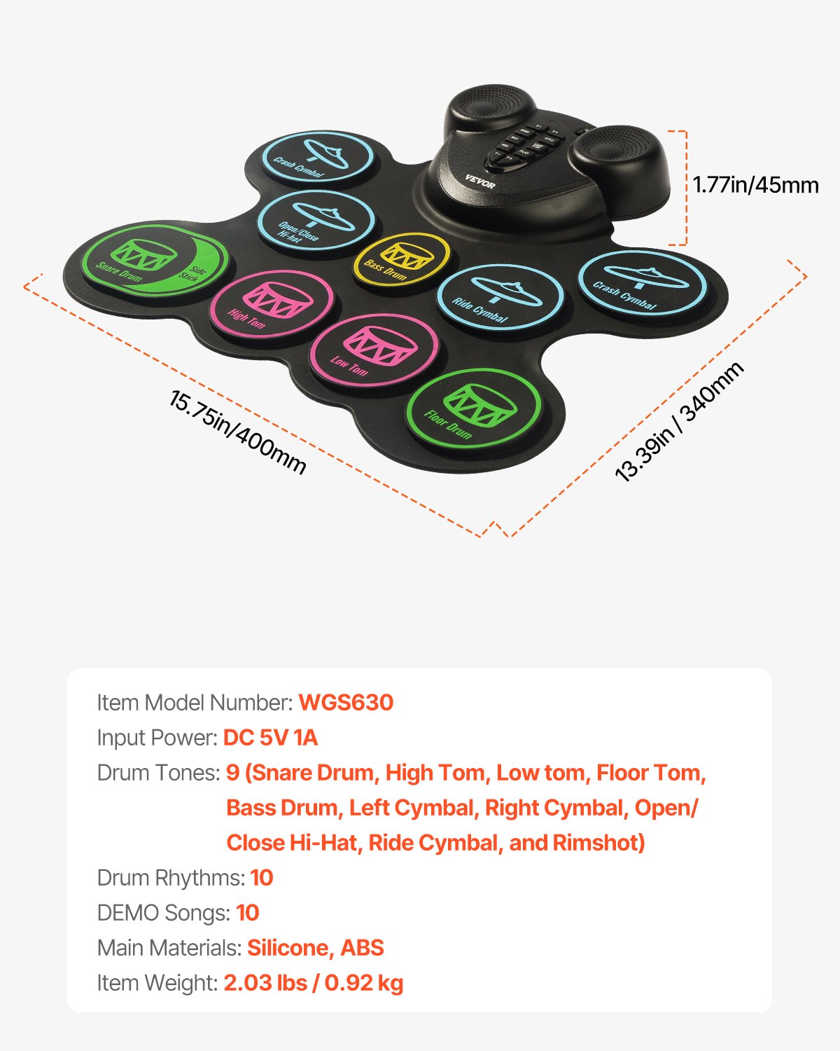 MHCEUJJKelectricdrumsetf6 VEVORshoplv Foldable with Drum Sticks